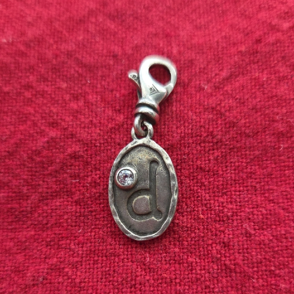Retired Silpada Sterling Silver & Cz Initial D Lobster Clasp Pendant Charm